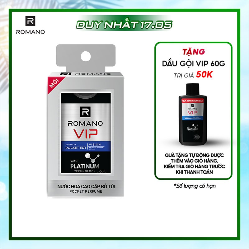 [MỚI] Nước hoa bỏ túi cao cấp Romano Vip 18ml Vision
